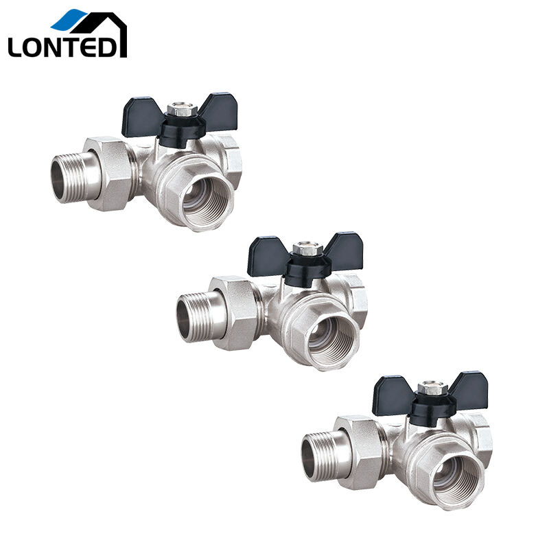 Three way Ball Valve with revolving nut LTD1037